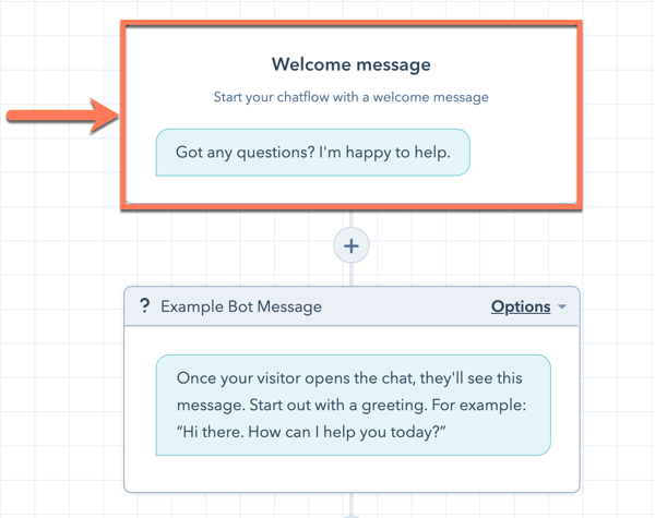 Chat welcome message